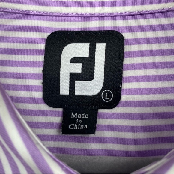 FootJoy Performance Polo Short Sleeve Large Purple White Striped Golf Shirt - Picture 5 of 12
